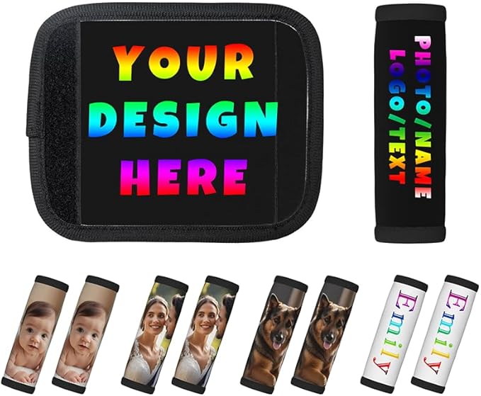 Photo Logo Name Text Custom Handle Wrap 2 Packs, DIY Soft Handle Grip for Women Men Travel Luggage Outdoor Bag Markers Decor 1/2/ 5/10/ 20/50 Sets for Choice