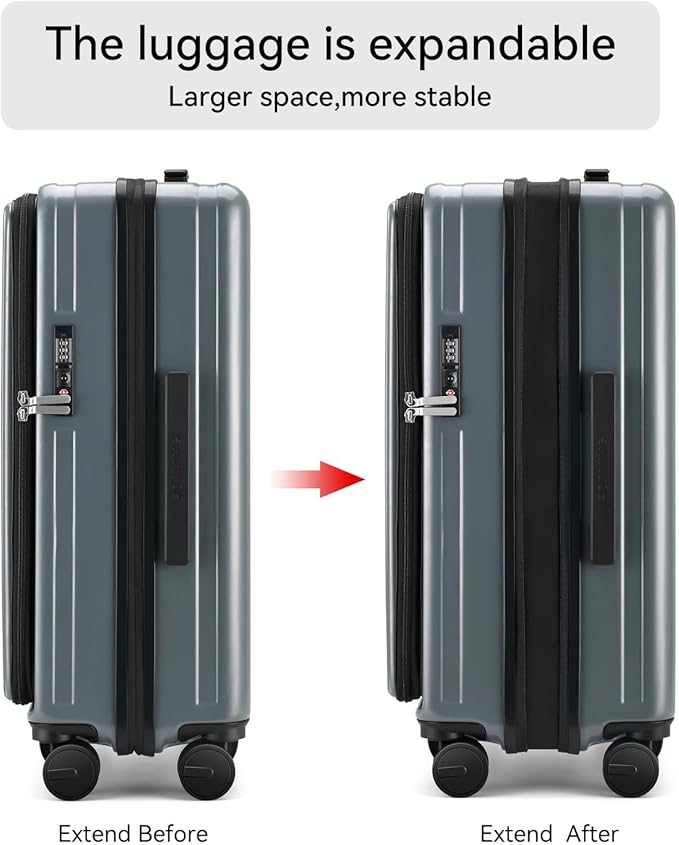 ROAMING 20 Inch Carry On Luggage with Wheels PC Hard Shell Suitcase Top Opening Expandable Tsa Luggage Suitcases for Travel Woman Men.(Livid green)