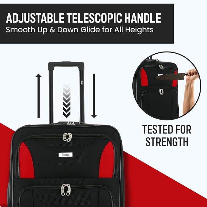 Mirage Casey 3 Piece Expandable Softside Luggage Set, Black