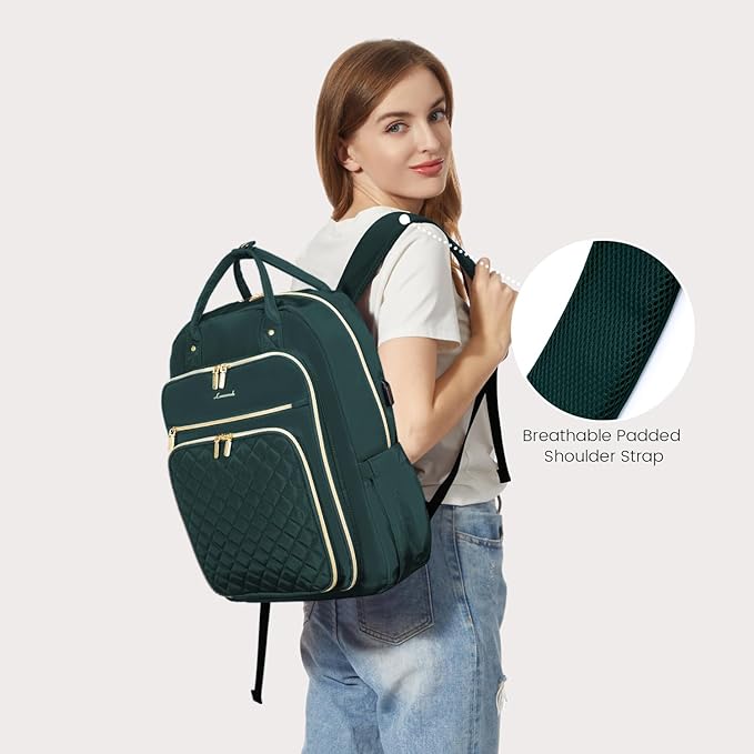 LOVEVOOK Laptop Backpack for Women, Water Resistant Travel Work Backpacks Purse Stylish College Business Teacher Nurse Computer Bag with USB Charging Port, Fits 17" Laptop