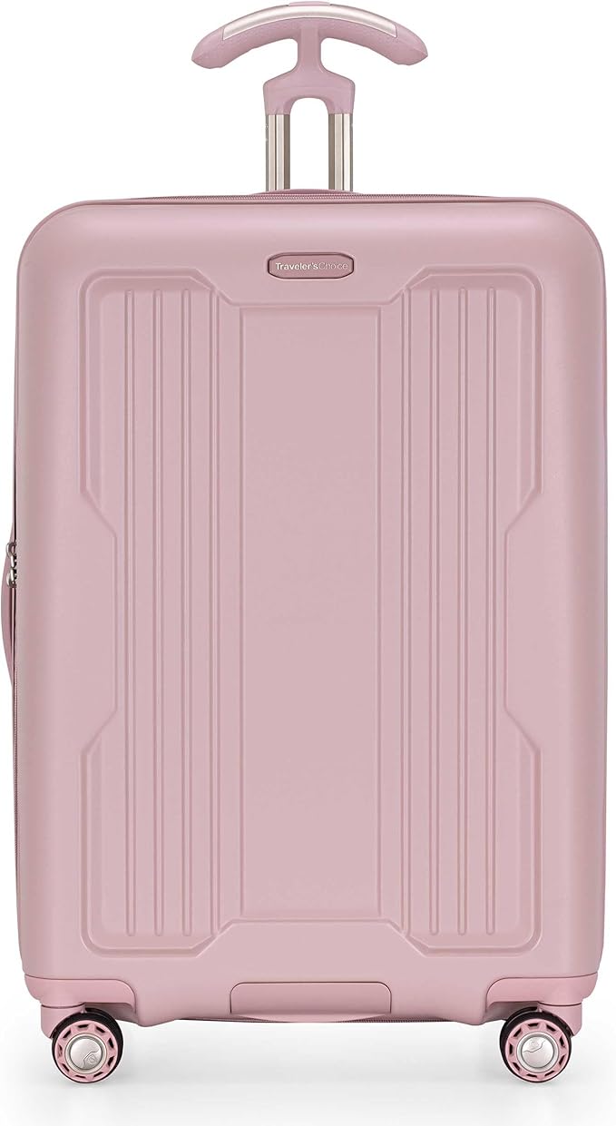 Traveler's Choice Ultimax II Polycarbonate Hardside Luggage with Spinner Wheels, Pink, 25-Inch Medium Luggage