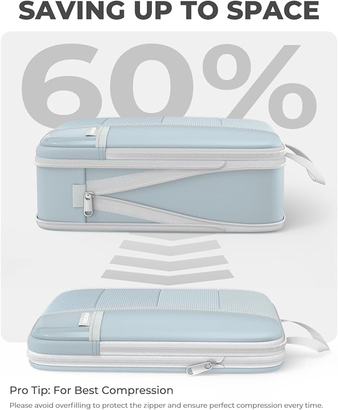 Percover Compression Packing Cubes 10-Piece Set, Packing Cubes Compression for Travel with Toiletry Bag, Laundry Bag & Shoe Bag, All-in-One Travel Organizer for Carry On & Checked Luggage, Slate Blue