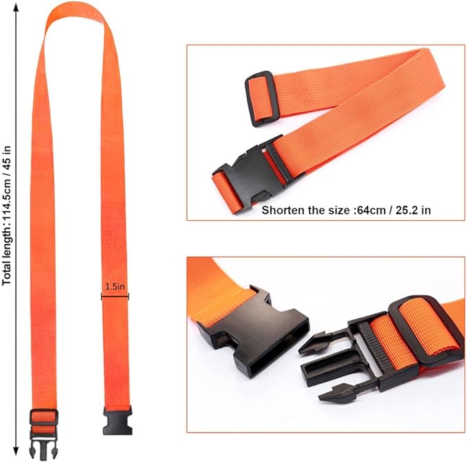 4Pack Luggage Straps Add Bag Luggage Straps to Connect Two Suitcases, Adjustable Luggage Belt Connector for Carry On, Travel Attachment Accessories for Connect Your 3 Luggages, Orange