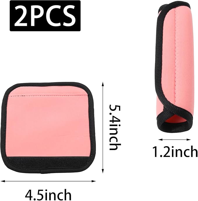 2pcs Pink Luggage Handle Wraps For Suitcase - Soft Suitcase Handle Covers for Travel Accessories（ Bright Color for Suitcase Tags Identifiers ）