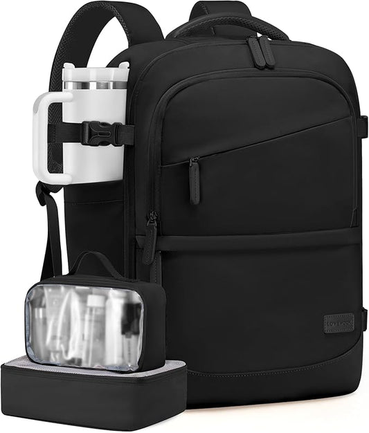 LOVEVOOK Travel Backpack for Women & Men, 50L Carry on Backpack Airline Approved, Large TSA Personal Item Travel Bag fits 17.3" Laptop, Business Weekender Bag for Essentials, 4Pcs