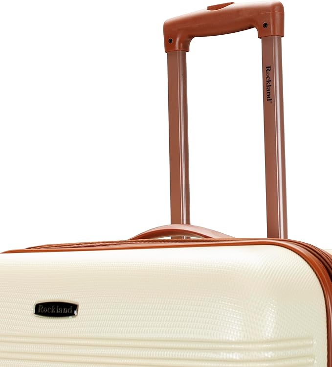 Rockland Melbourne Hardside Expandable Spinner Wheel Luggage, White, Checked-Large 28-Inch