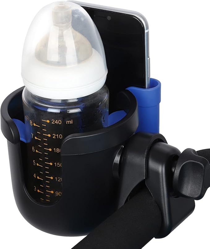 Accmor Stroller Cup Holder with Phone Holder, Bike Cup Holder, Universal Cup Holder for Uppababy Nuna Doona Strollers, 2-in-1 Cup Phone Holder for Stroller Bike Wheelchair Walker Accessory