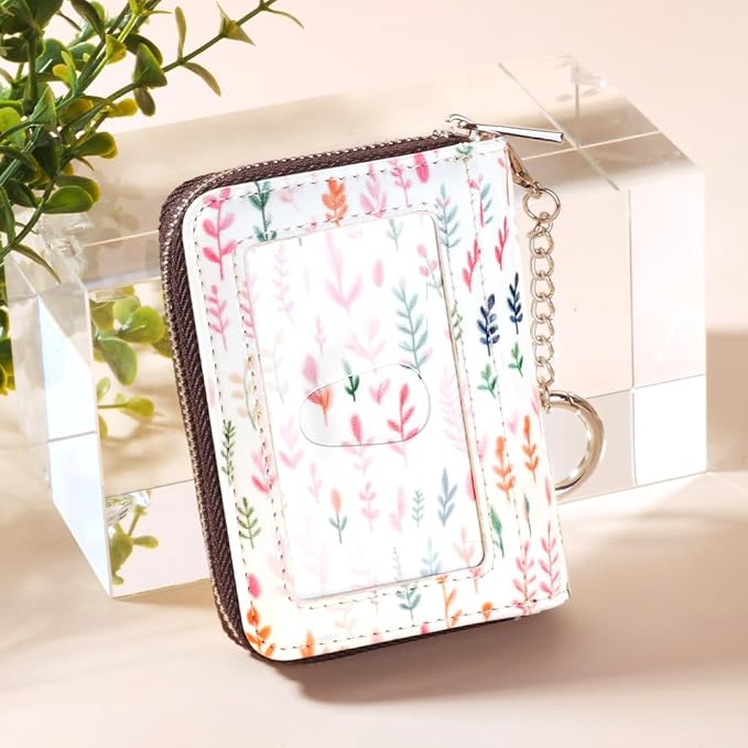 FurArt Zipper Wallet Women, RFID Blocking Credit Card Wallet, Business Card Holder, Compact Size KeyChain Wallet