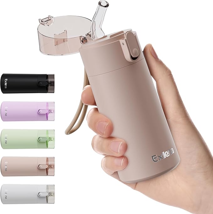 5oz Small Water Bottles with Straw, Mini Water Bottle with One-Hand Open Design, Leak-Proof Locking Lid for Hot&Cold Drinks, Small Travel Water Bottle - 100% Leakproof for School, Travel...(Mocha)