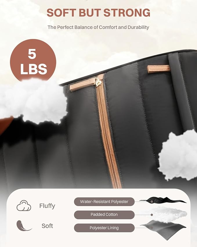 Rolling Puffer Backpack for Women, Travel Backpack with Wheels, 16 Inch Wheeled Laptop Backpck, Dual-Opening Design Overnight College Underseat Carry on Luggage, Roller Business Work Bag, Black Brown