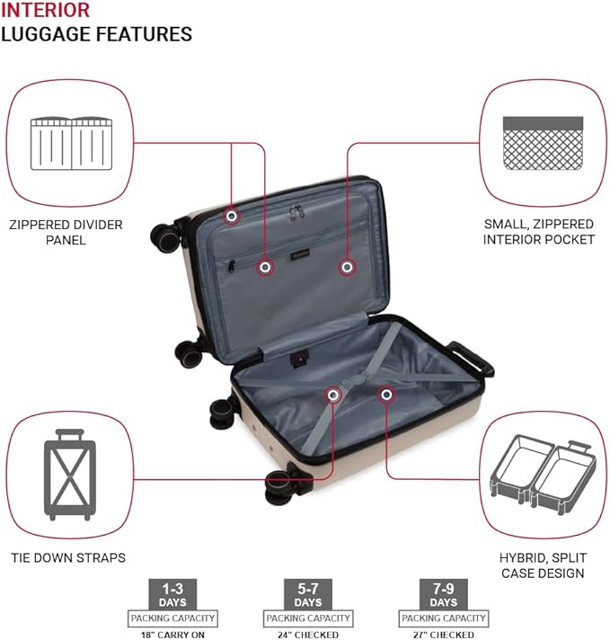 SwissGear Eclipse Hardside Expandable Luggage with Spinner Wheels, 3-Piece Set, Ultimate Grey