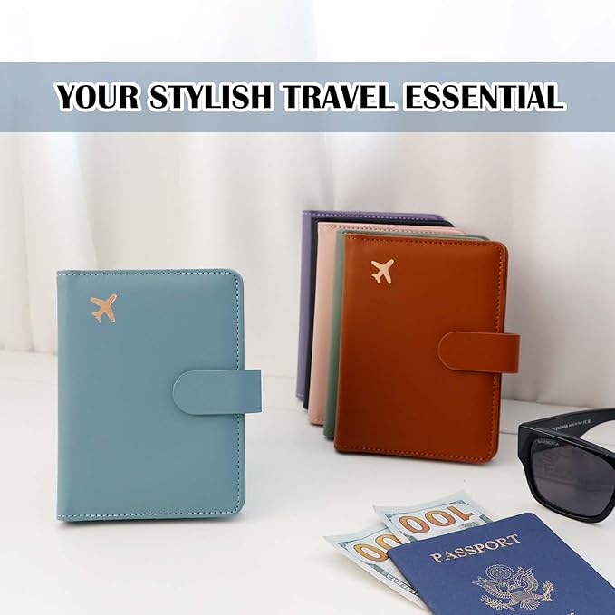 Melsbrinna Premium Leather Passport Holder Covers Case, Waterproof Rfid Blocking Travel Wallet Passport Holder with Pen Holder, Cute Passport Book for Women/Men