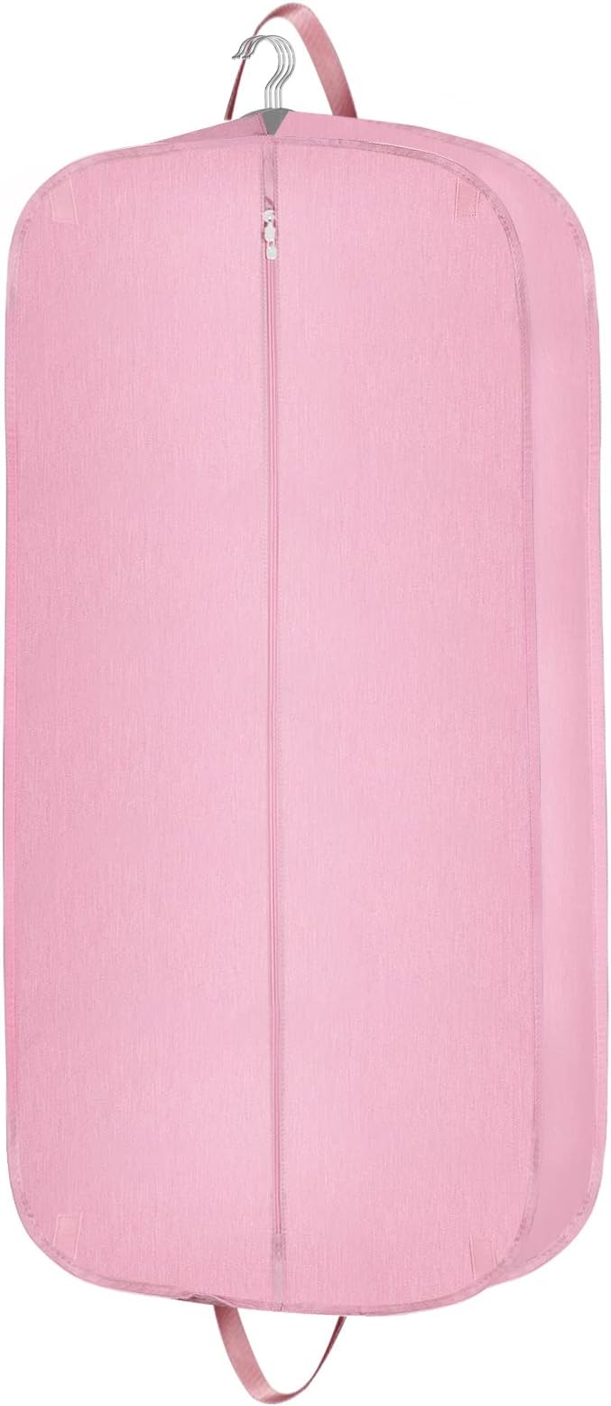 Limoomil Heavy Duty Waterproof Garment Bag for Travel, Tear Resistance Suit Bag for Women Travel for Suits, Tuxedos, Coats, Uniform. Pink, 42 inch…