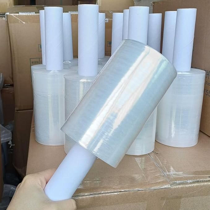 Clear Stretch Wrap 6"×1000' Plastic Wrap Roll for Moving Shipping Wrap,Industrial Strength Shrink Packing Wrap Heavy Duty Stretch Film with Handle