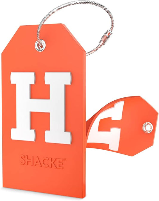 Shacke Initial Luggage Tag with Full Privacy Cover and Stainless Steel Loop – (Letter H)