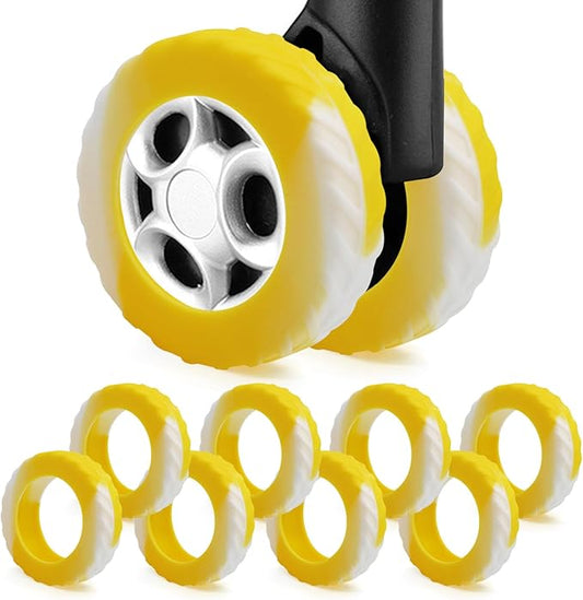 UMUST 8Pcs Luggage Wheel Covers,Silicone Cover for 2-2.4'' Suitcase Spinner Wheel, Upgrade Carry On Luggage Wheels Protector,Essential Travel Accessories (Gradual Yellow)