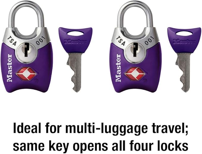 Master Lock 4689T TSA Approved Keyed Lock, 2 Pack, Colors May Vary