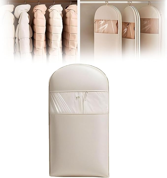 2025 Space Saving Hanging Garment Bag with Self Compression Zipper, Transparent Visibility Space Saving Hanging Protector for Down Coat with Self Compression Zipper (Extra Large)