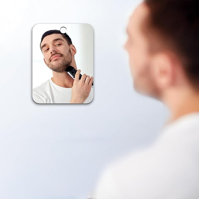 Shaving Mirror, Unbreakable Shower Mirrors, (Medium,2pack(6 inches x8 inches ) Bathroom Handheld Mirror for Men and Women Portable Camping Travel Mirrors,Frameless Handheld for Makeup, Silver