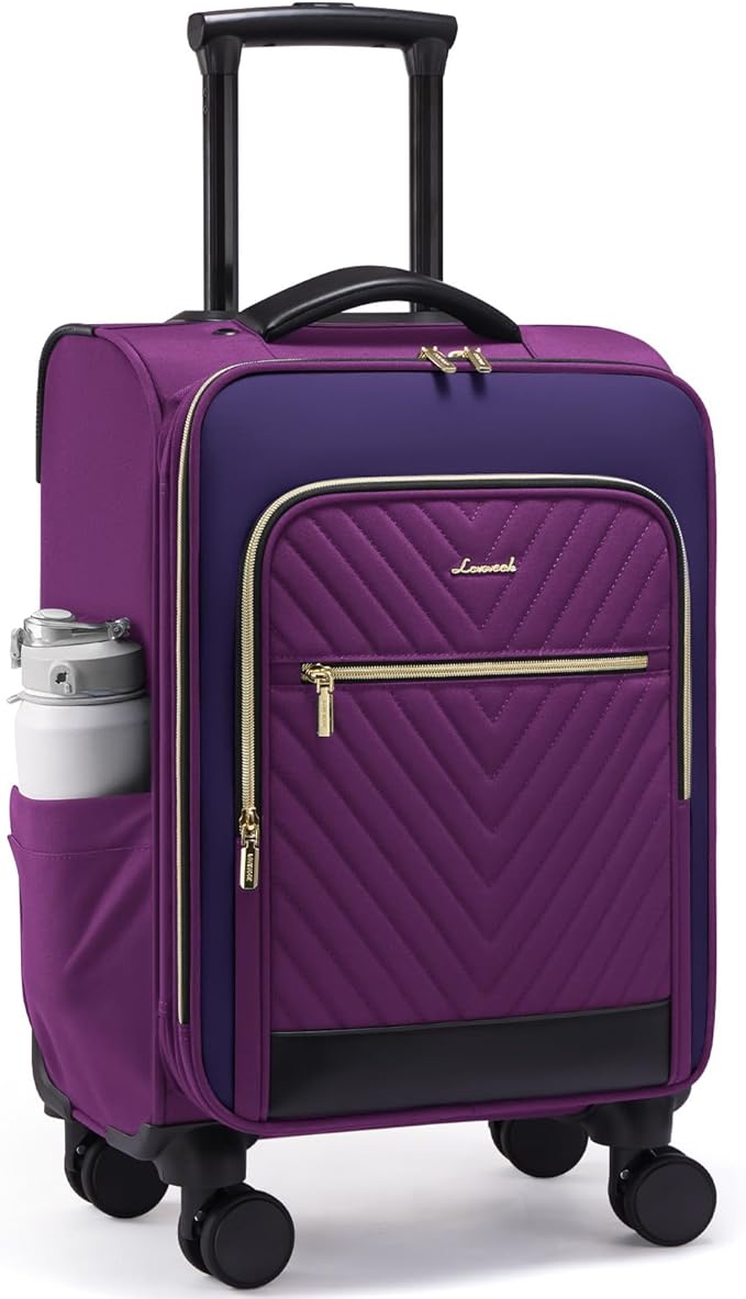 LOVEVOOK Carry On Luggage 22x14x9 Airline Approved,20 Inch Carry-on Suitcase for Women,Softside Suitcases with Wheels,Rolling Checked Luggage with TSA Lock,Lightweight Travel