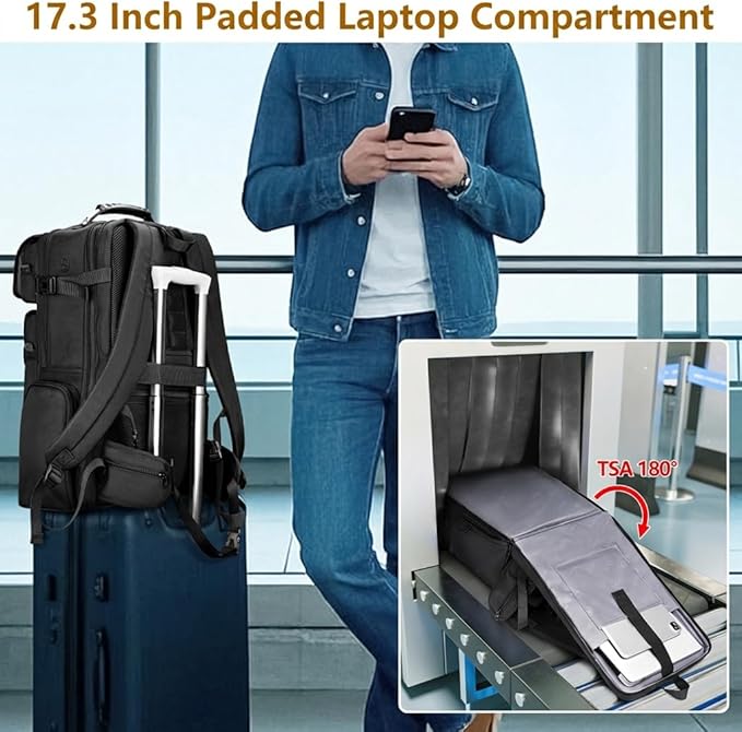 MATEIN Expandable Travel Backpack With Shoe Compartment, 52L Large Suitcase Backpack with Waist Straps, 17 Inch TSA Laptop Backpacks Luggage Carry On Bag With 3 Packing Cubes