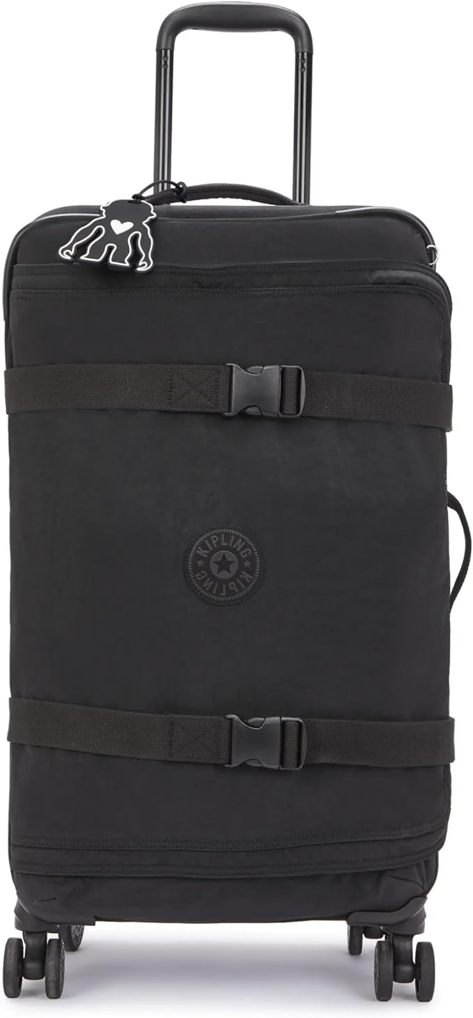 Kipling Spontaneous Softside Spinner Wheel Luggage, Integrated TSA Accepted Lock, Black Noir, Checked-Medium 26,KI6918
