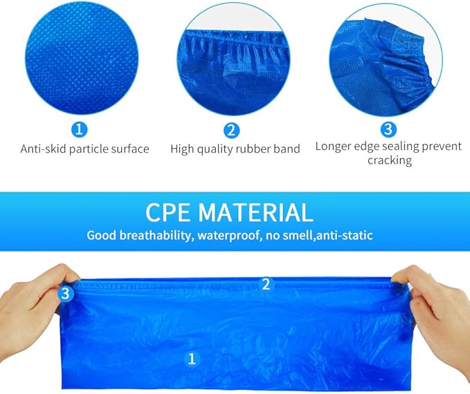 Shoe Covers Disposable Boot Cover Waterproof, Dust proof, 100 Pack(50 Pairs),The Size Fit Most, Non-slip, Blue, Protect Your Shoes, Floor, Carpet
