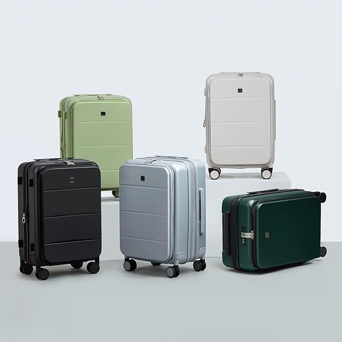 MILADA 20-Inch Expandable Carry On Luggage, Hard Shell Top-Opening Luggage with Wheels, TSA-Approved Small Travel Bag for Men and Women Carry-On Suitcase, Blackish Green
