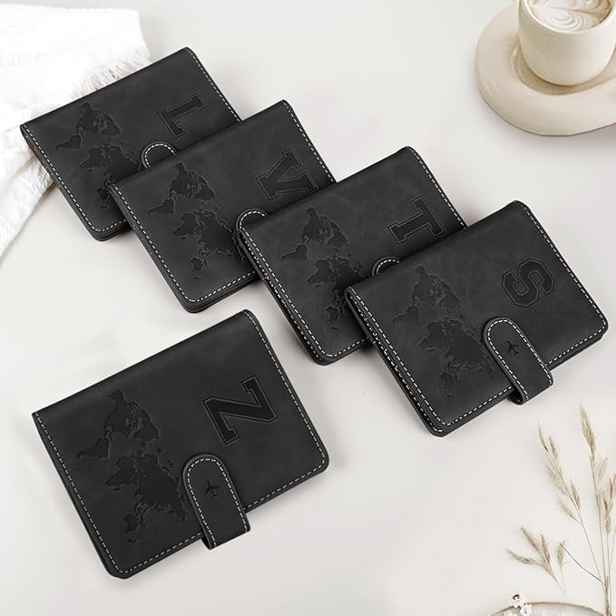 Passport Holder Cover Personalized Initial Letter A-Z Travel Wallet RFID Blocking Passport Cover Passport Book Holders for Women and Men,Black-Z