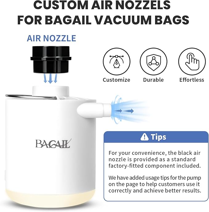 BAGAIL TPU Vacuum Bag for Travel, Reusable Compression Bag with IPX8 Waterproof Zipper, Save Space for Suitcase, Backpack and Carry on (Cream, Large, With Pump)