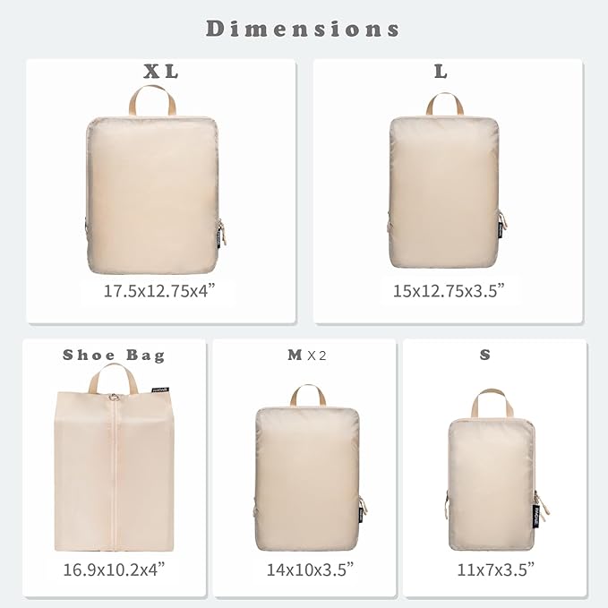 BAGAIL 6 Set Ultralight Compression Packing Cubes Packing Organizer for Travel Accessories Luggage Suitcase Backpack
