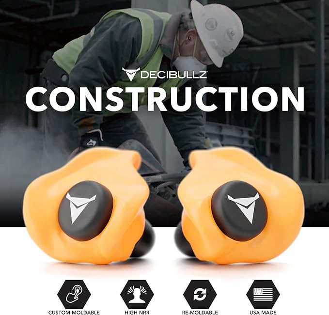 Decibullz - Custom Molded Earplugs, 31dB Highest NRR, Comfortable Hearing Protection for Shooting, Travel, Work and Concerts
