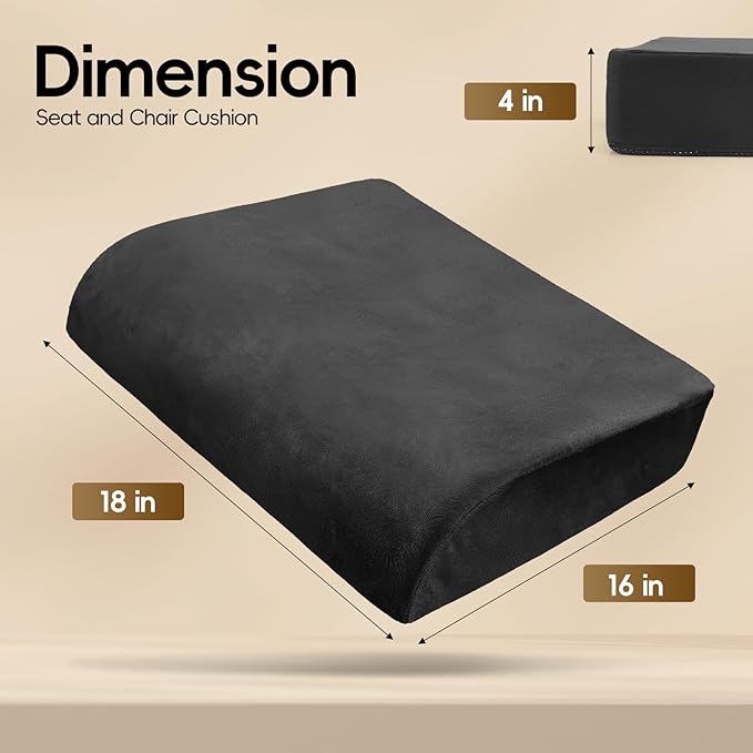 Chair Cushion for Elderly – 4" Thick Booster Seat Cushion for Easy Rise, Dual-Layer Foam Seat Cushion for Wheelchair, Office Chair, Couch & Car (18"x16")