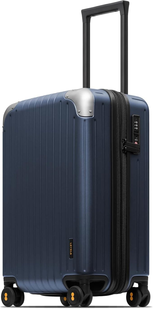 LEVEL8 Carry on Luggage Airline Approved, Hardshell Suitcases with Spinner Wheels, PC Expandable Luggage, 20 Inch, Blue