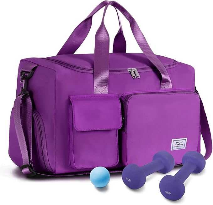 FIORETTO Women's Gym Duffle Bag with Shoes Compartment, 30L Capacity, Ideal for Travel, Gym, Sports, Duffel, Weekender