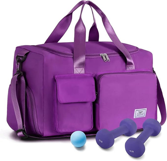 FIORETTO Women's Gym Duffle Bag with Shoes Compartment, 30L Capacity, Ideal for Travel, Gym, Sports, Duffel, Weekender