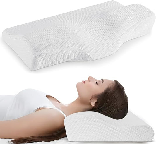 Cervical Neck Pillow, Ergonomic Memory Foam Pillows for Sleeping, Contour Side Sleeper Pillow for Adults with Breathable Pillowcase, Orthopedic Neck Support Bed Pillows for Back Stomach Sleepers