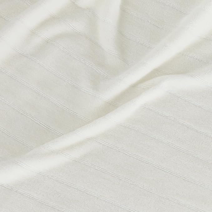 Extra Large 120x120 Inch Giant Soft Cozy Fleece Blanket, Huge Oversized Seamless King 3D Jacquard Decorative California King Blanket for Bed, Couch, Travel - Striped Ivory White