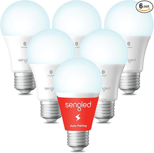 Sengled Alexa Light Bulb, Smart Light Bulbs That Compatible with Alexa Only, Bluetooth Mesh Standard A19 E26 Dimmable LED Bulb Daylight 5000K, 60W Equivalent 800LM, High CRI, High Brightness, 6 Pack