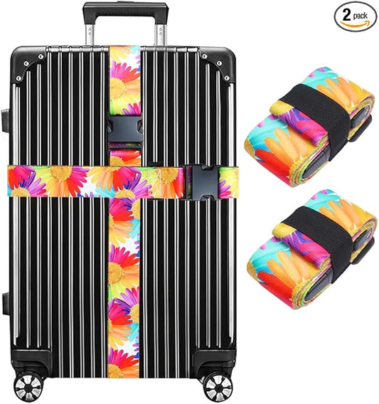 Luggage Straps for Suitcases TSA Approved Easy Pack Organized Suitcase Strap, Luggage Strap, Luggage Belt Strap, Bag Straps for Luggage. Buckle Straps Travel Accessories (Sunflower)