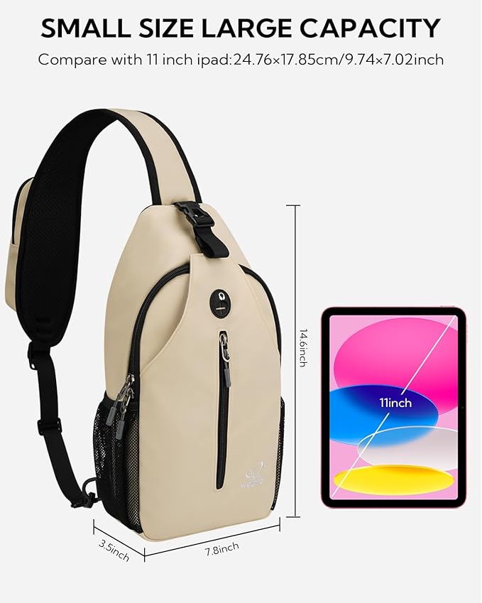 WATERFLY Crossbody Sling Backpack Sling Bag Travel Hiking Chest Bag Daypack