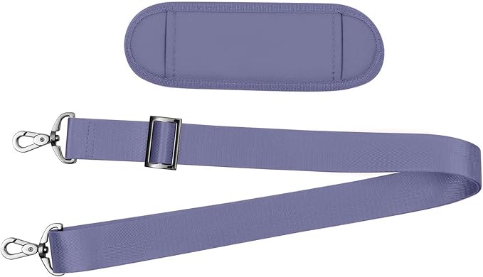 MOSISO 56 inch Shoulder Strap, Adjustable Thick Soft Universal Replacement Non-Slip Fit Padded with Metal Swivel Hooks for Laptop Shoulder Bag/Laptop Messenger Bag/Crossbody Bag, Lavender Gray