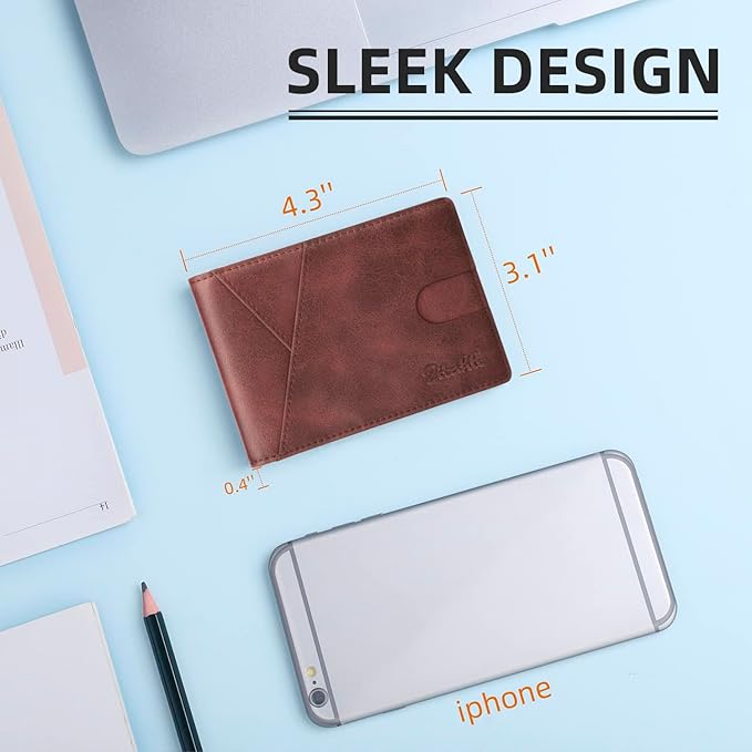 Zitahli Bifold Wallets for Men - Slim RFID Leather Credit Card Holder for 6-11 Cards, Minimalist Thin Wallet with ID Window & Cash Slot,Front Pockt Carteras Para Hombres, Birthday Gifts for Men | Slim, RFID Blocking, Premium, Front Pocket, Gift Box, Le...