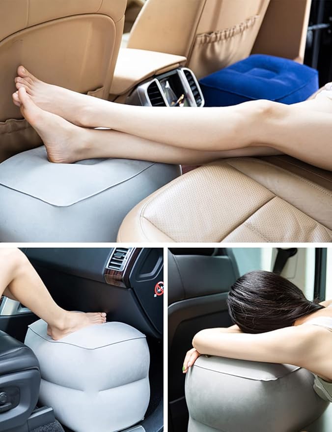Inflatable Foot Rest Pillow for Travel, Kids/Adults Airplane Travel Pillow Kids Bed-Adjustable Height Cushions,for Kids to Sleep While Traveling,Suitable for Car,Office,Home,Travel (Black)