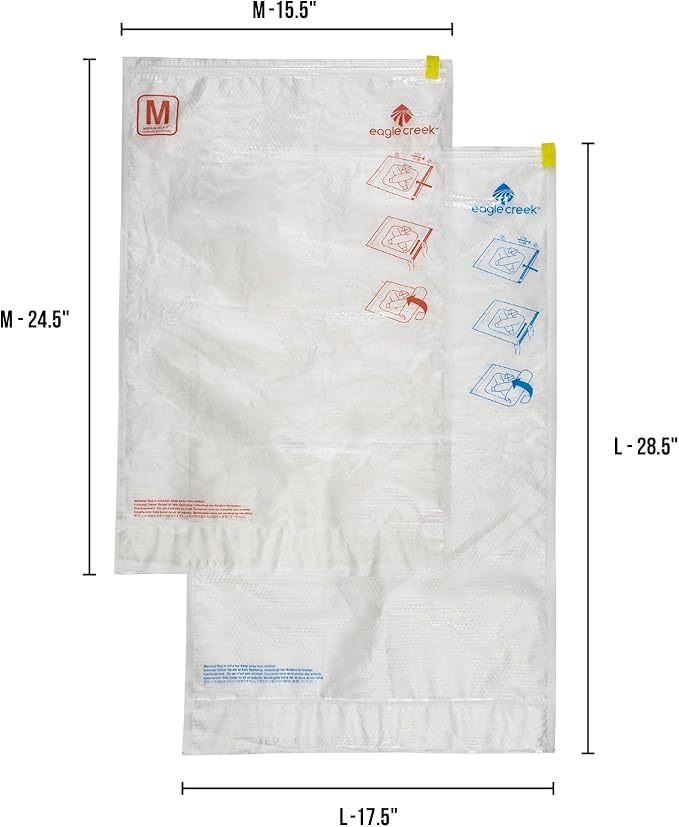 Eagle Creek Pack-It Compression Bags for Travel Set - Featuring One-Way Pressure Valve & Zip - For Efficient Travel Bag Packing - Water Resistant - Clear - Medium/Large