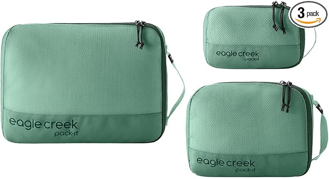 Eagle Creek Pack-It Reveal Cube Set - Packing Cubes for Compartmentalizing Luggage - Durable - Ultra-Lightweight - Water-Resistant - Easy Grab Zipper Pull - Mesh Windows - Willow Green - XS/S/M