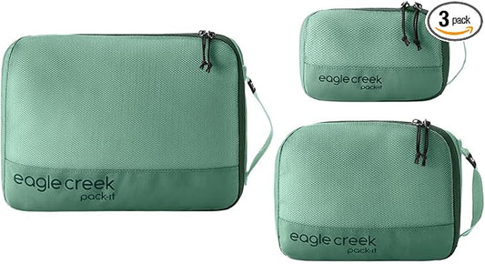 Eagle Creek Pack-It Reveal Cube Set - Packing Cubes for Compartmentalizing Luggage - Durable - Ultra-Lightweight - Water-Resistant - Easy Grab Zipper Pull - Mesh Windows - Willow Green - XS/S/M