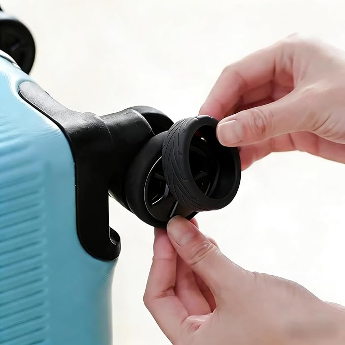 8pcs Silicone Luggage Wheel Covers, Anti-Skid Suitcase Wheel Protector Replacement, Covers for 2-2.4" Essential Travel Accessorie Carry On Luggage Wheels Protector（Black）