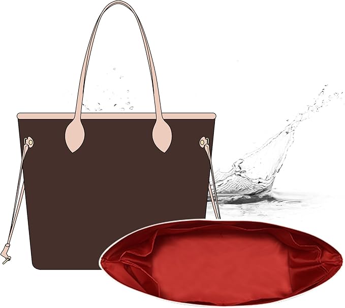 Purse Organizer Insert Compatible with Lv N.everfull MM Bag, Premium DopontPaper Bag Organizer Lightweight Water Resistant Purse Insert Divider Shaper for Tote Handbags, White-red/L
