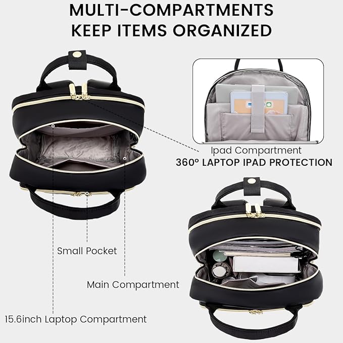 LOVEVOOK Laptop Backpack for Women, Water Resistant Travel Work Backpacks Purse Stylish Business Teacher Nurse Computer Bag with USB Charging Port